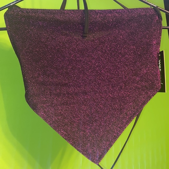 Slinky Cowl Neck Halter Tank Purple Glitter new - Picture 5 of 8